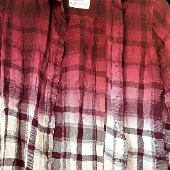 NWOT Justice Girls Maroon Pink & White Checked Full Sleeved Shirt Size 14-16 - Picture 4 of 9
